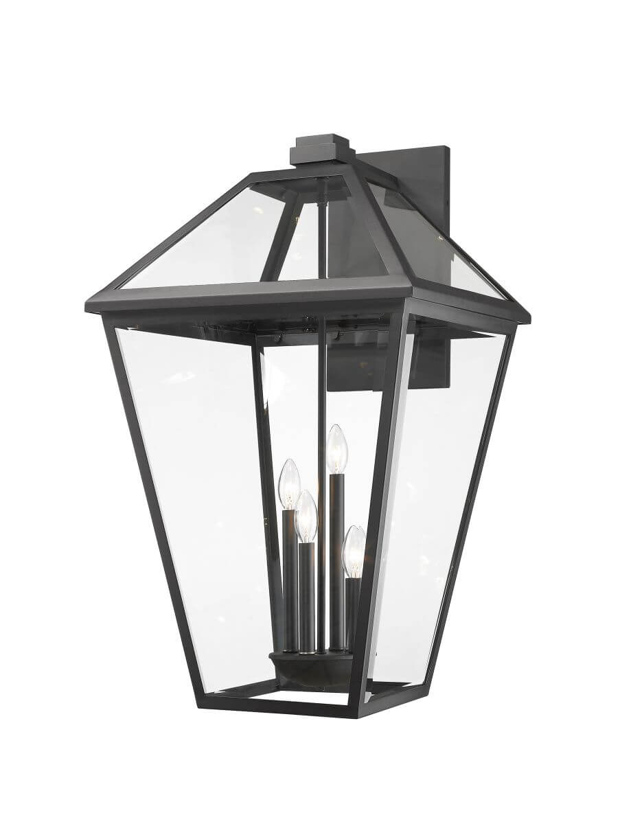 Z-Lite Lighting Talbot 4 Light 33 Inch Tall Outdoor Wall Light in Black with Clear Beveled Glass 579XLX-BK