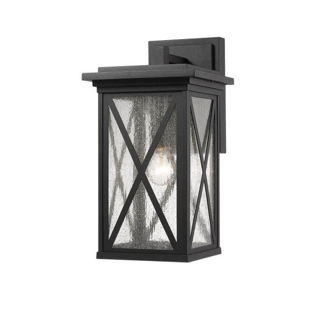 Z-Lite Lighting Brookside 1 Light 18 Inch Tall Outdoor Wall Light in Black with Clear Seedy Glass 583B-BK