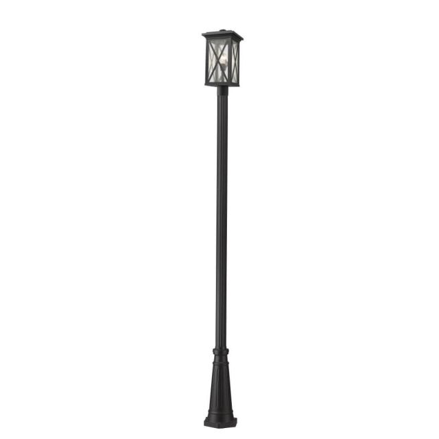 Z-Lite Lighting Brookside 1 Light 114 Inch Tall Outdoor Post Mounted Fixture in Black with Clear Seedy Glass 583PHBR-519P-BK
