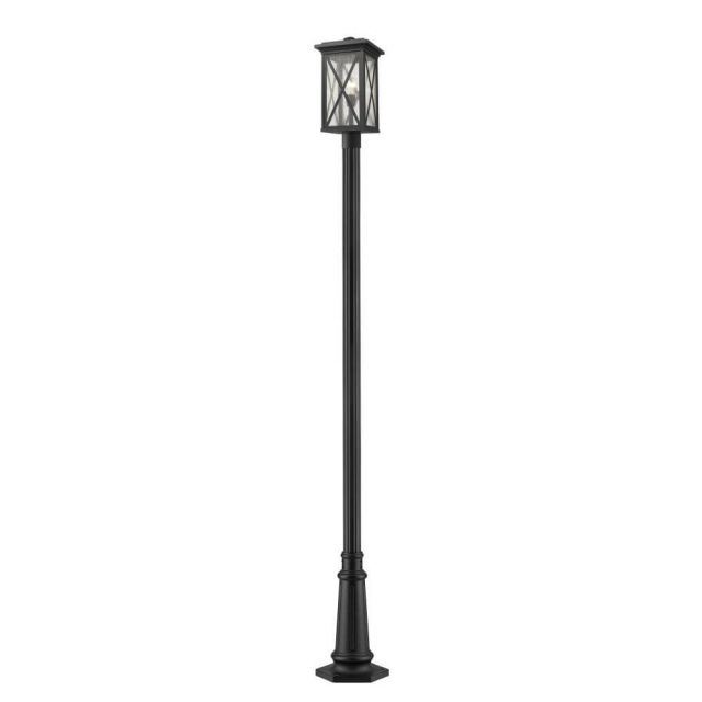 Z-Lite Lighting Brookside 1 Light 114 Inch Tall Outdoor Post Mounted Fixture in Black with Clear Seedy Glass 583PHBR-557P-BK