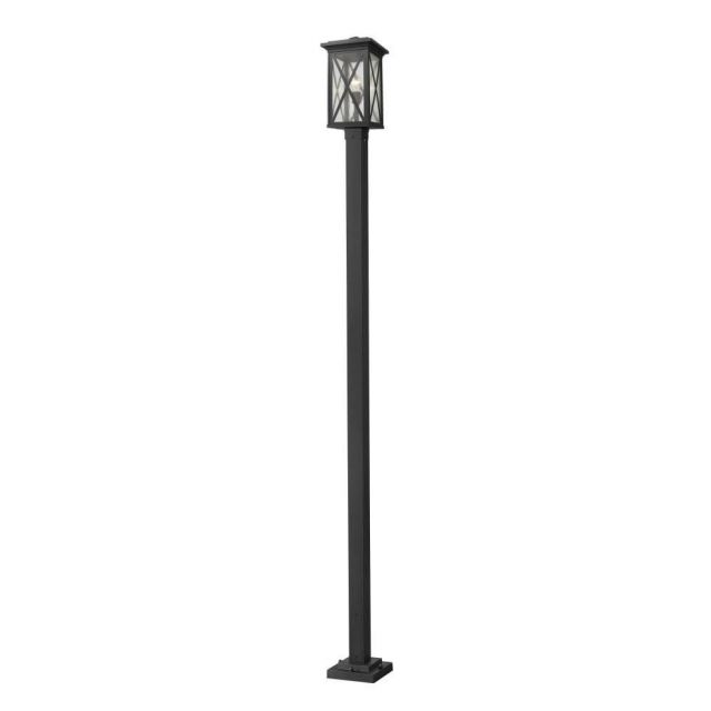 Z-Lite Lighting Brookside 1 Light 113 Inch Tall Outdoor Post Mounted Fixture in Black with Clear Seedy Glass 583PHBS-536P-BK