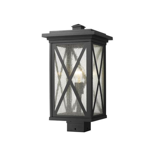 Z-Lite Lighting Brookside 1 Light 19 Inch Tall Outdoor Post Mounted Fixture in Black with Clear Seedy Glass 583PHBS-BK