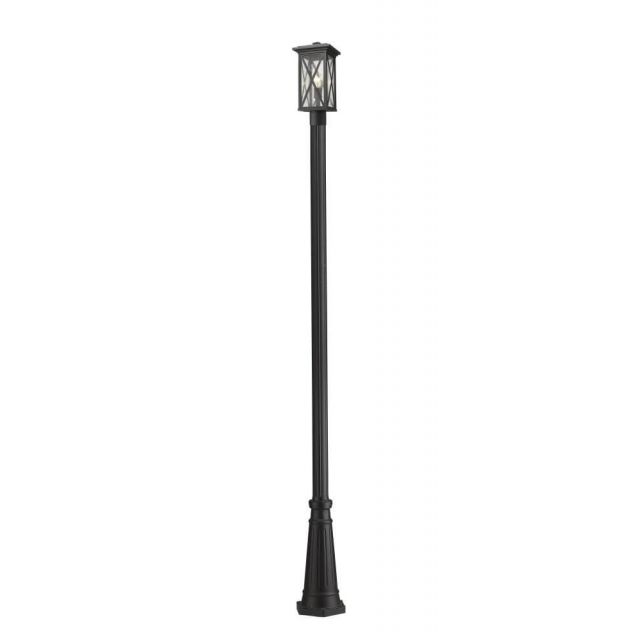 Z-Lite Lighting Brookside 1 Light 111 Inch Tall Outdoor Post Mounted Fixture in Black with Clear Seedy Glass 583PHMR-519P-BK