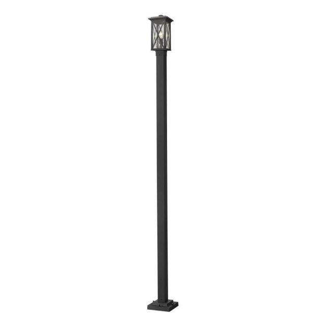 Z-Lite Lighting Brookside 1 Light 110 Inch Tall Outdoor Post Mounted Fixture in Black with Clear Seedy Glass 583PHMS-536P-BK