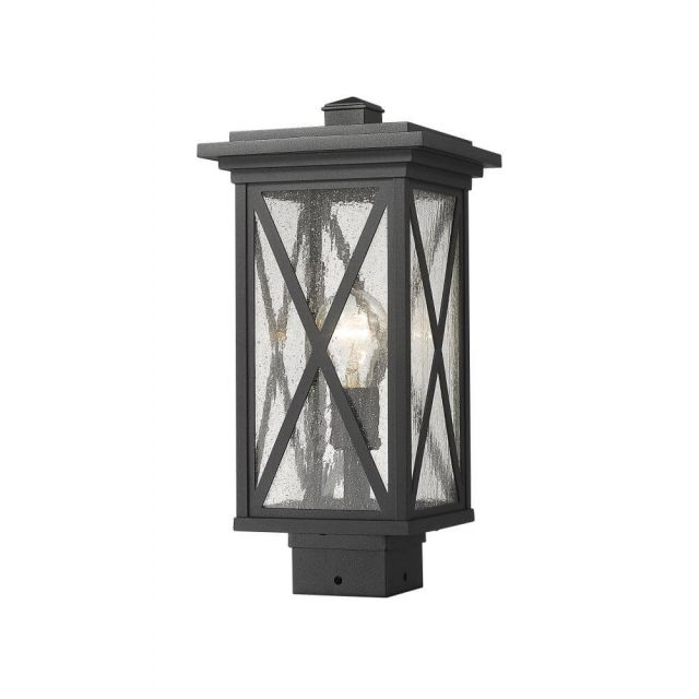 Z-Lite Lighting Brookside 1 Light 16 Inch Tall Outdoor Post Mounted Fixture in Black with Clear Seedy Glass 583PHMS-BK