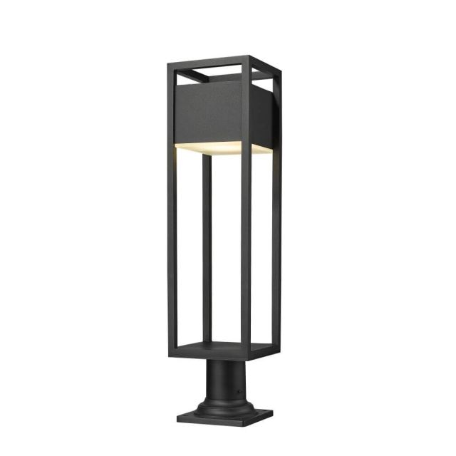 Z-Lite Lighting 585PHBR-533PM-BK-LED Barwick 1 Light 29 Inch Tall LED Outdoor Pier Mounted Fixture in Black with Etched Glass