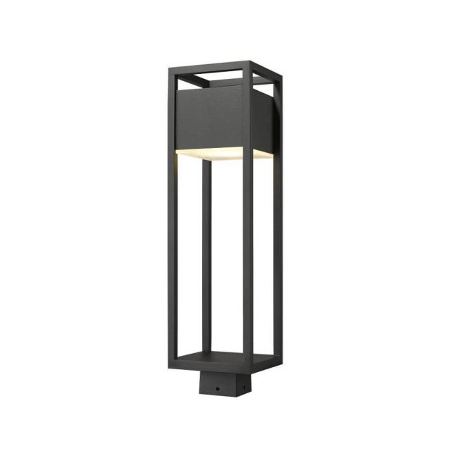 Z-Lite Lighting 585PHBS-BK-LED Barwick 1 Light 26 Inch Tall LED Outdoor Post Mounted Fixture in Black with Etched Glass