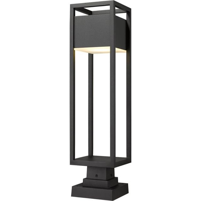 Z-Lite Lighting 585PHBS-SQPM-BK-LED Barwick 1 Light 28 Inch Tall LED Outdoor Pier Mounted Fixture in Black with Etched Glass
