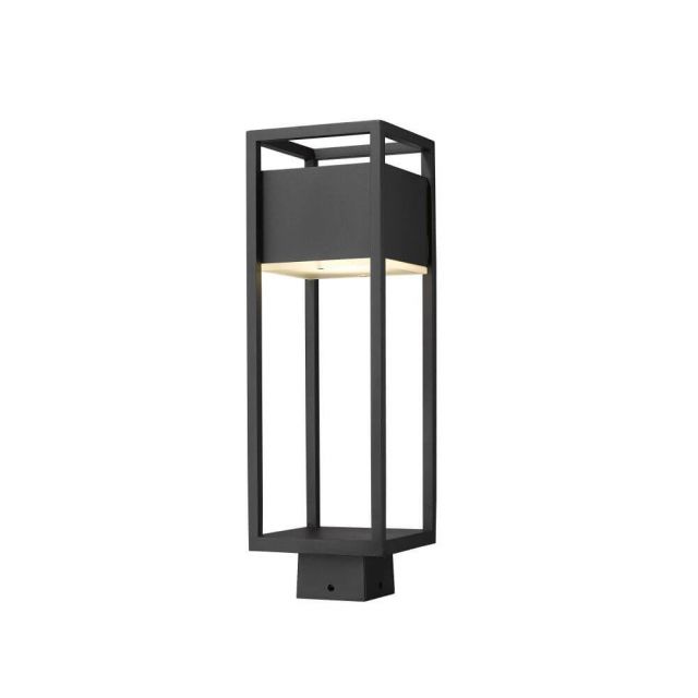 Z-Lite Lighting 585PHMS-BK-LED Barwick 1 Light 20 Inch Tall LED Outdoor Post Mounted Fixture in Black with Etched Glass