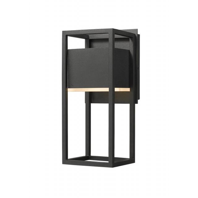 Z-Lite Lighting 585S-BK-LED Barwick 1 Light 13 Inch Tall LED Outdoor Wall Light in Black with Etched Glass