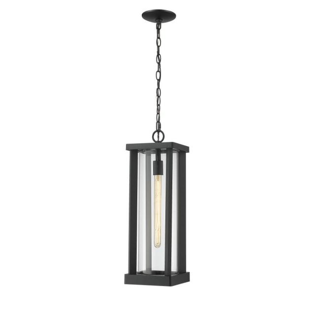 Z-Lite Lighting 586CHB-BK Glenwood 1 Light 8 Inch Outdoor Chain Mount Ceiling Fixture in Black with Clear Glass