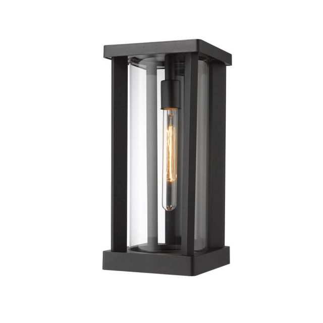 Z-Lite Lighting 586M-BK Glenwood 1 Light 17 Inch Tall Outdoor Wall Light in Black with Clear Glass
