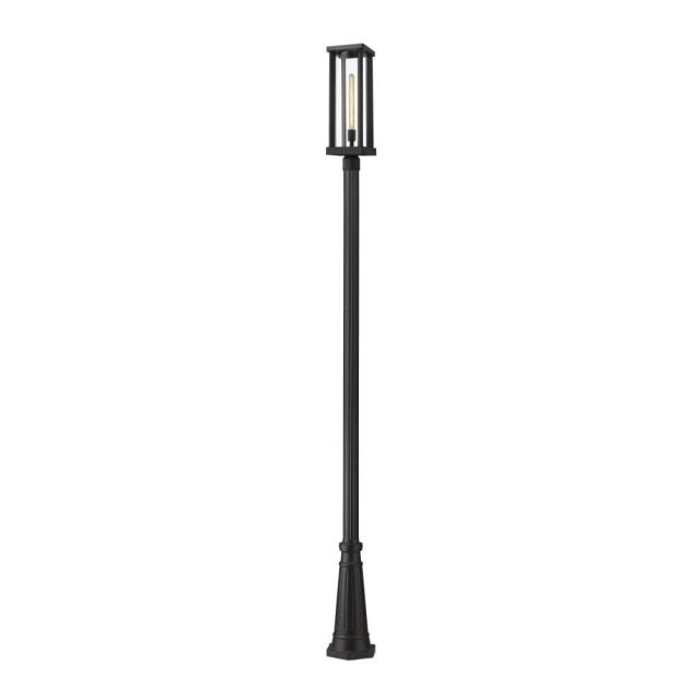 Z-Lite Lighting 586PHBR-519P-BK Glenwood 1 Light 114 Inch Tall Outdoor Post Mounted Fixture in Black with Clear Glass