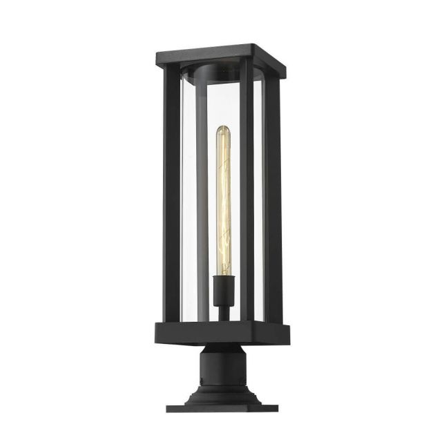 Z-Lite Lighting 586PHBR-533PM-BK Glenwood 1 Light 22 Inch Tall Outdoor Pier Mounted Fixture in Black with Clear Glass