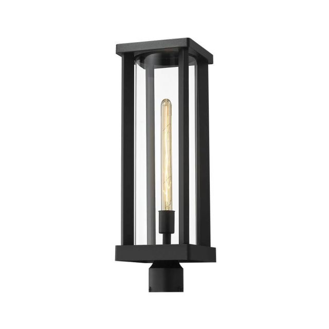 Z-Lite Lighting 586PHBR-BK Glenwood 1 Light 20 Inch Tall Outdoor Post Mounted Fixture in Black with Clear Glass