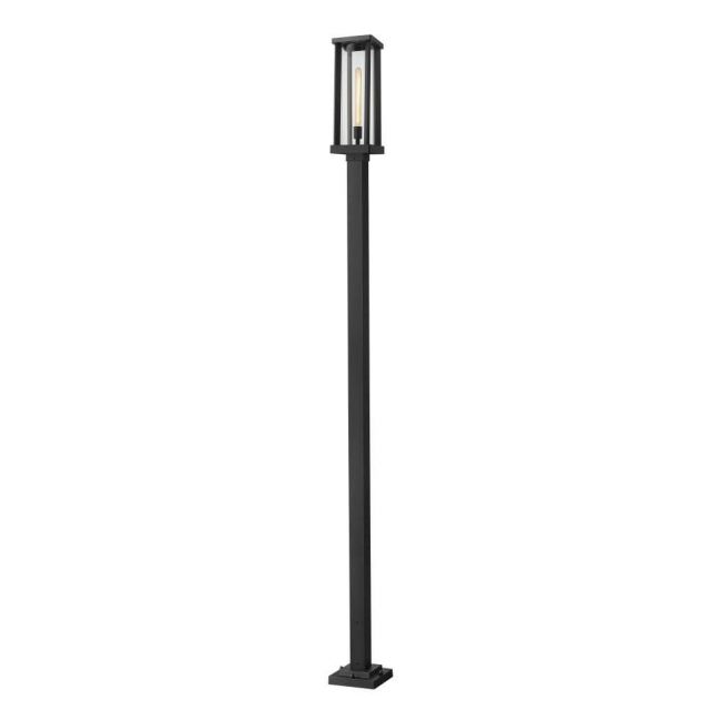 Z-Lite Lighting 586PHBS-536P-BK Glenwood 1 Light 114 Inch Tall Outdoor Post Mounted Fixture in Black with Clear Glass