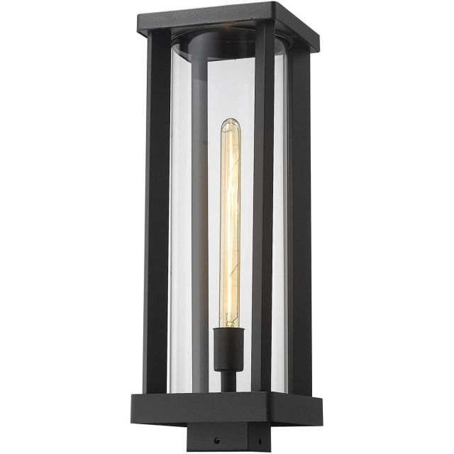 Z-Lite Lighting 586PHBS-BK Glenwood 1 Light 20 Inch Tall Outdoor Post Mounted Fixture in Black with Clear Glass