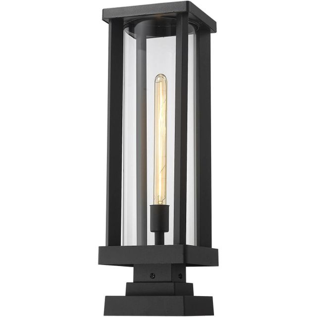 Z-Lite Lighting 586PHBS-SQPM-BK Glenwood 1 Light 23 Inch Tall Outdoor Pier Mounted Fixture in Black with Clear Glass