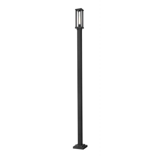 Z-Lite Lighting 586PHMS-536P-BK Glenwood 1 Light 109 Inch Tall Outdoor Post Mounted Fixture in Black with Clear Glass