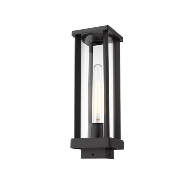 Z-Lite Lighting 586PHMS-BK Glenwood 1 Light 15 Inch Tall Outdoor Post Mounted Fixture in Black with Clear Glass