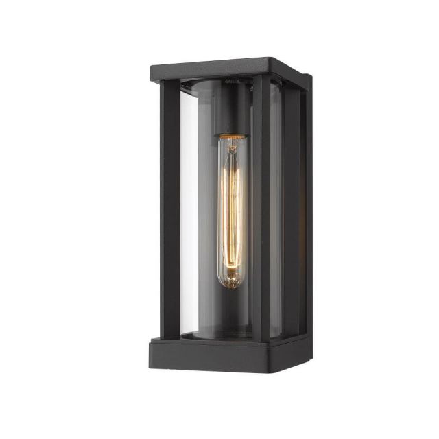 Z-Lite Lighting 586S-BK Glenwood 1 Light 13 Inch Tall Outdoor Wall Light in Black with Clear Glass