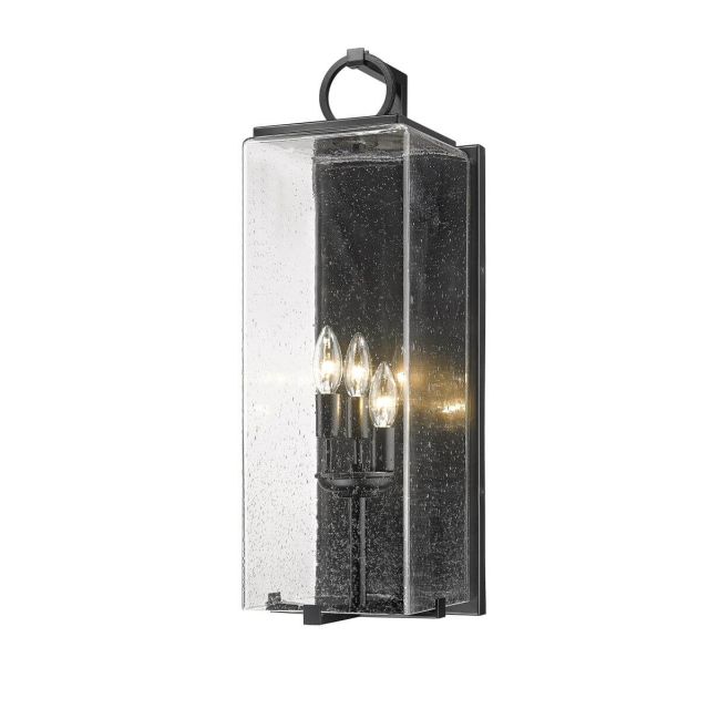Z-Lite Lighting Sana 3 Light 25 Inch Tall Outdoor Wall Light in Black with Seedy Glass 592B-BK