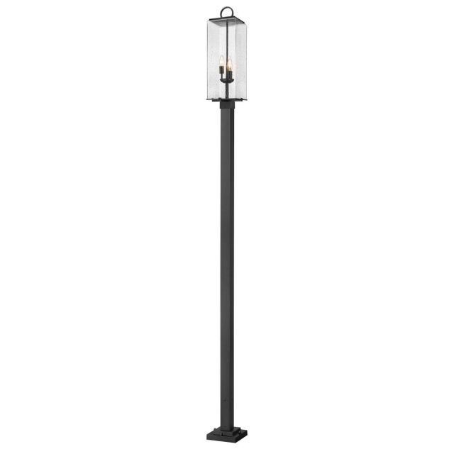 Z-Lite Lighting Sana 3 Light 120 Inch Tall Outdoor Post Mount in Black with Seedy Glass 592PHBS-536P-BK