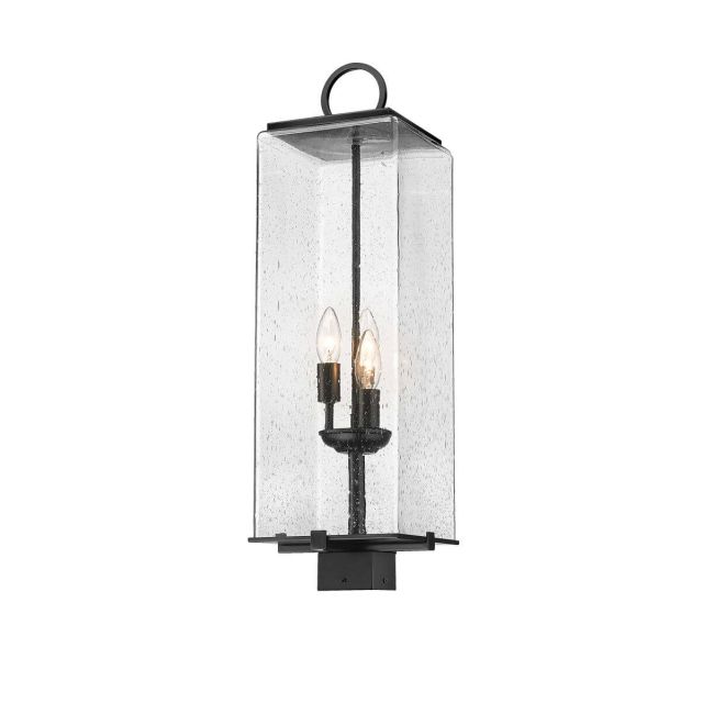 Z-Lite Lighting Sana 3 Light 26 Inch Tall Outdoor Post Mount in Black with Seedy Glass 592PHBS-BK