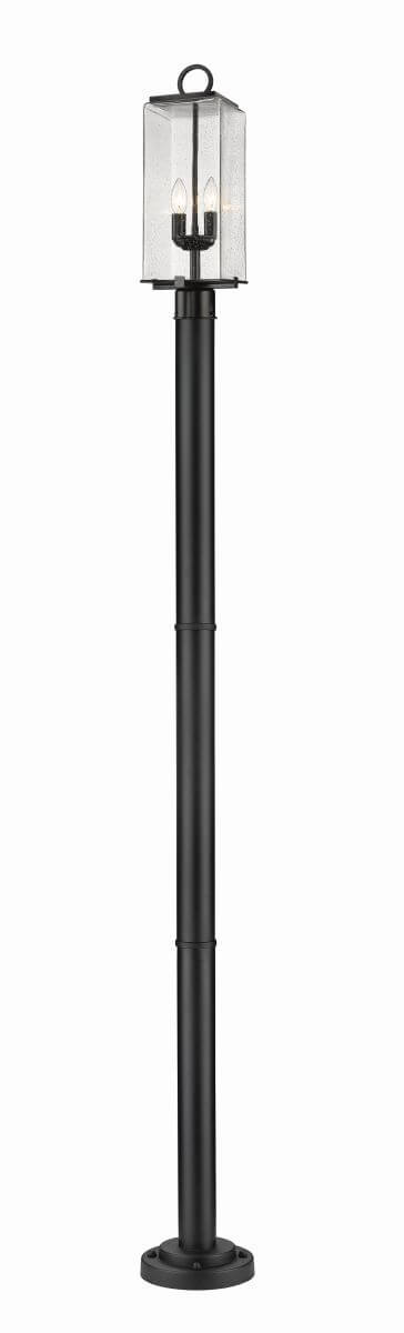 Z-Lite Lighting 592PHMR-567P-BK Sana 2 Light 94 Inch Tall Outdoor Post Mount in Black with Seedy Glass