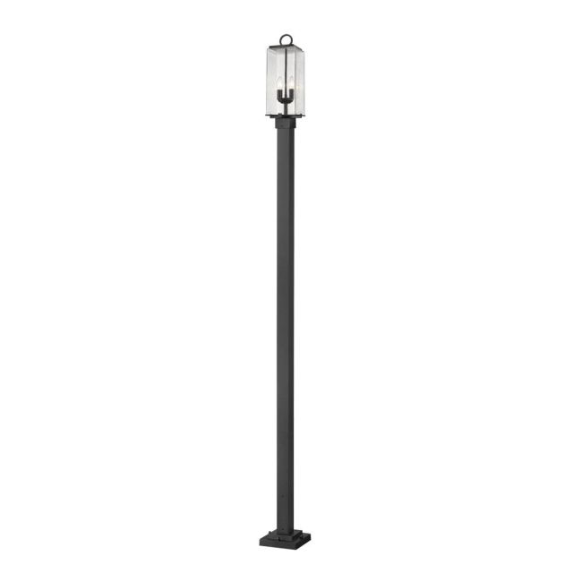 Z-Lite Lighting 592PHMS-536P-BK Sana 2 Light 114 Inch Tall Outdoor Post Mount in Black with Seedy Glass