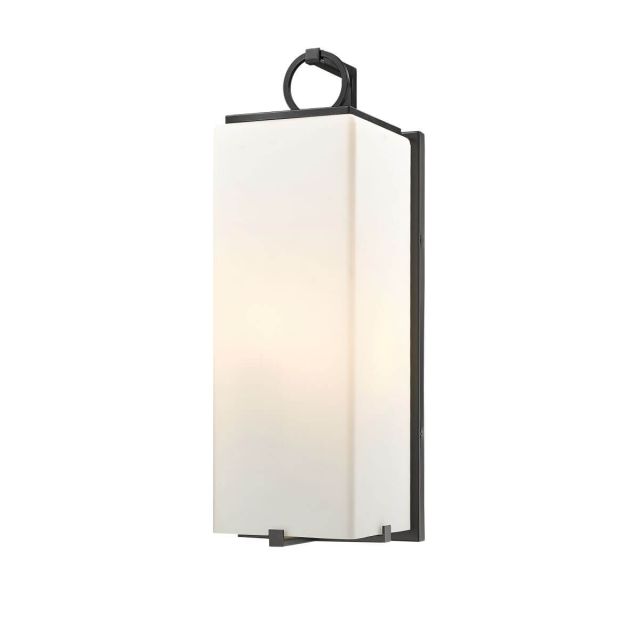 Z-Lite Lighting 593B-BK Sana 3 Light 25 Inch Tall Outdoor Wall Light in Black with White Opal Glass