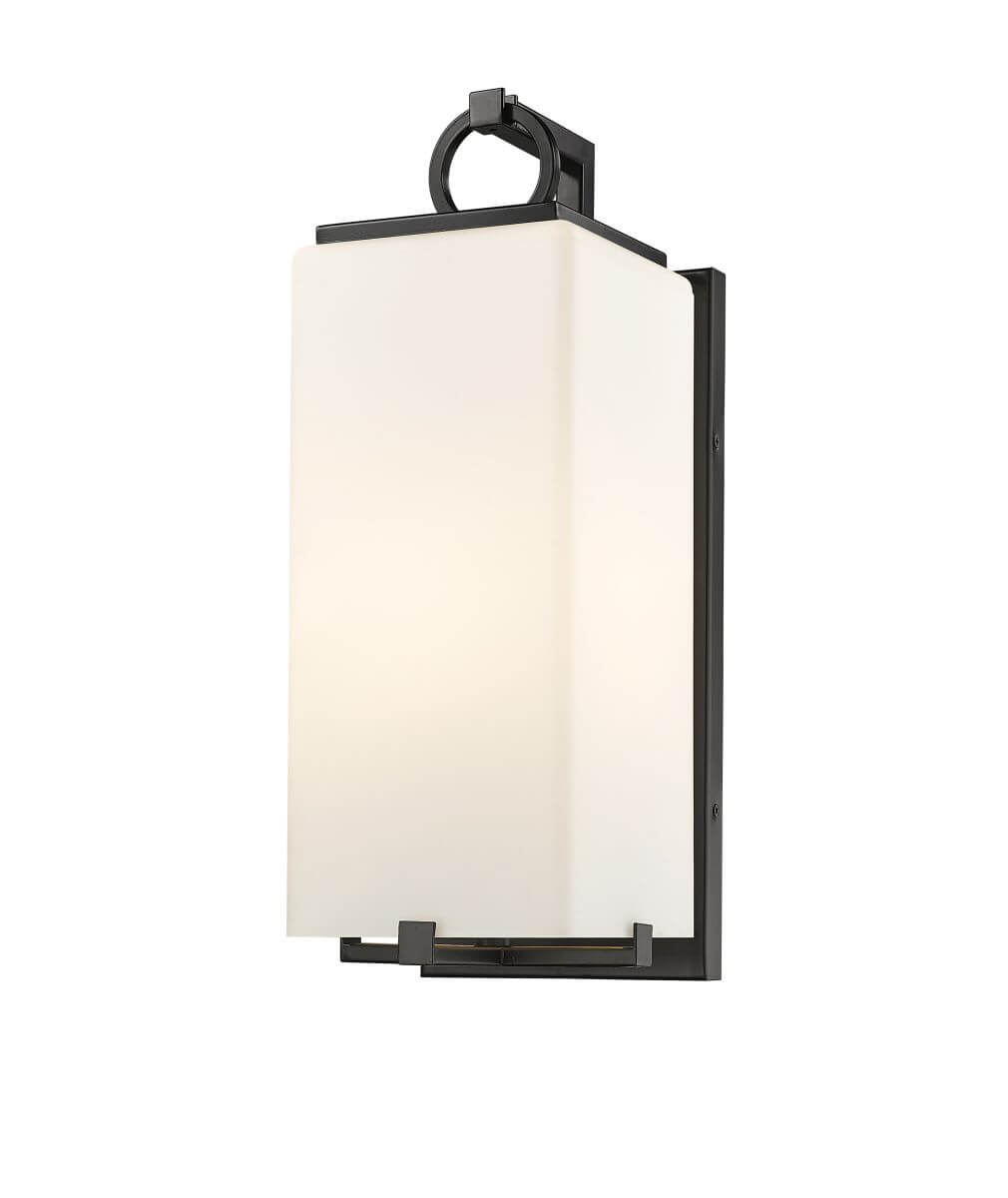 Z-Lite Lighting Sana 1 Light 19 Inch Tall Outdoor Wall Light in Black with White Opal Glass 593M-BK
