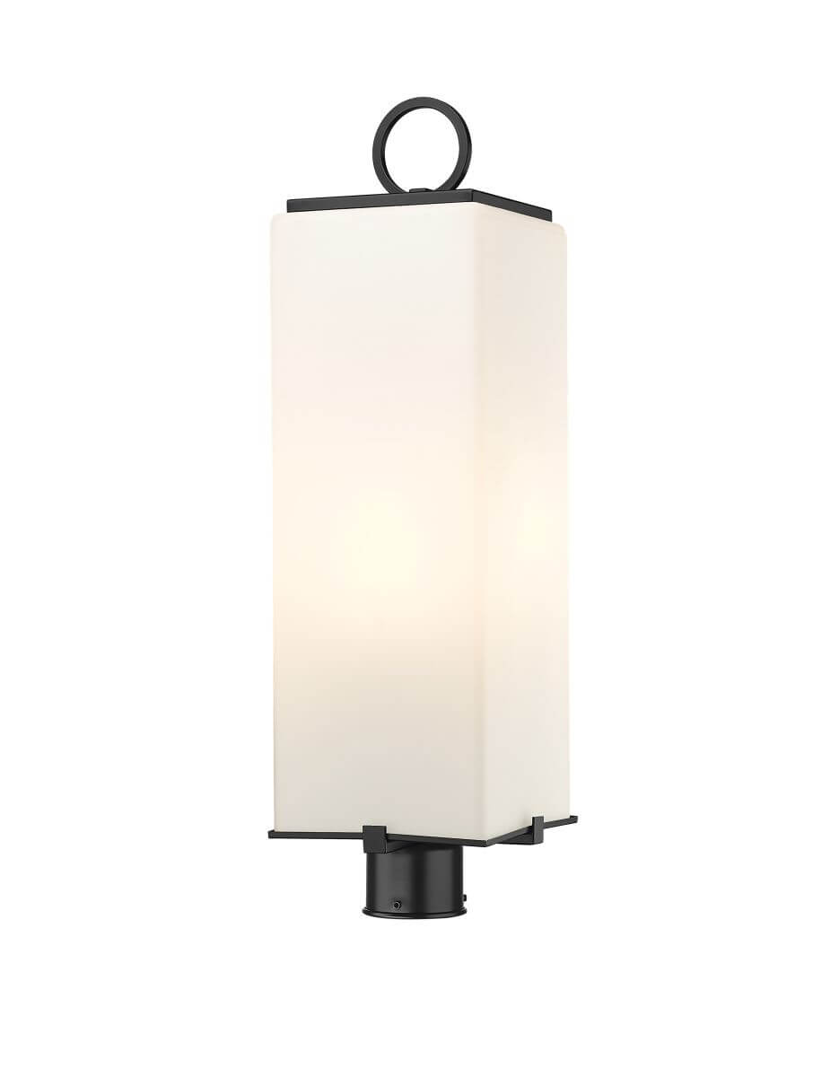 Z-Lite Lighting 593PHBR-BK Sana 3 Light 27 Inch Tall Outdoor Post Mount in Black with White Opal Glass