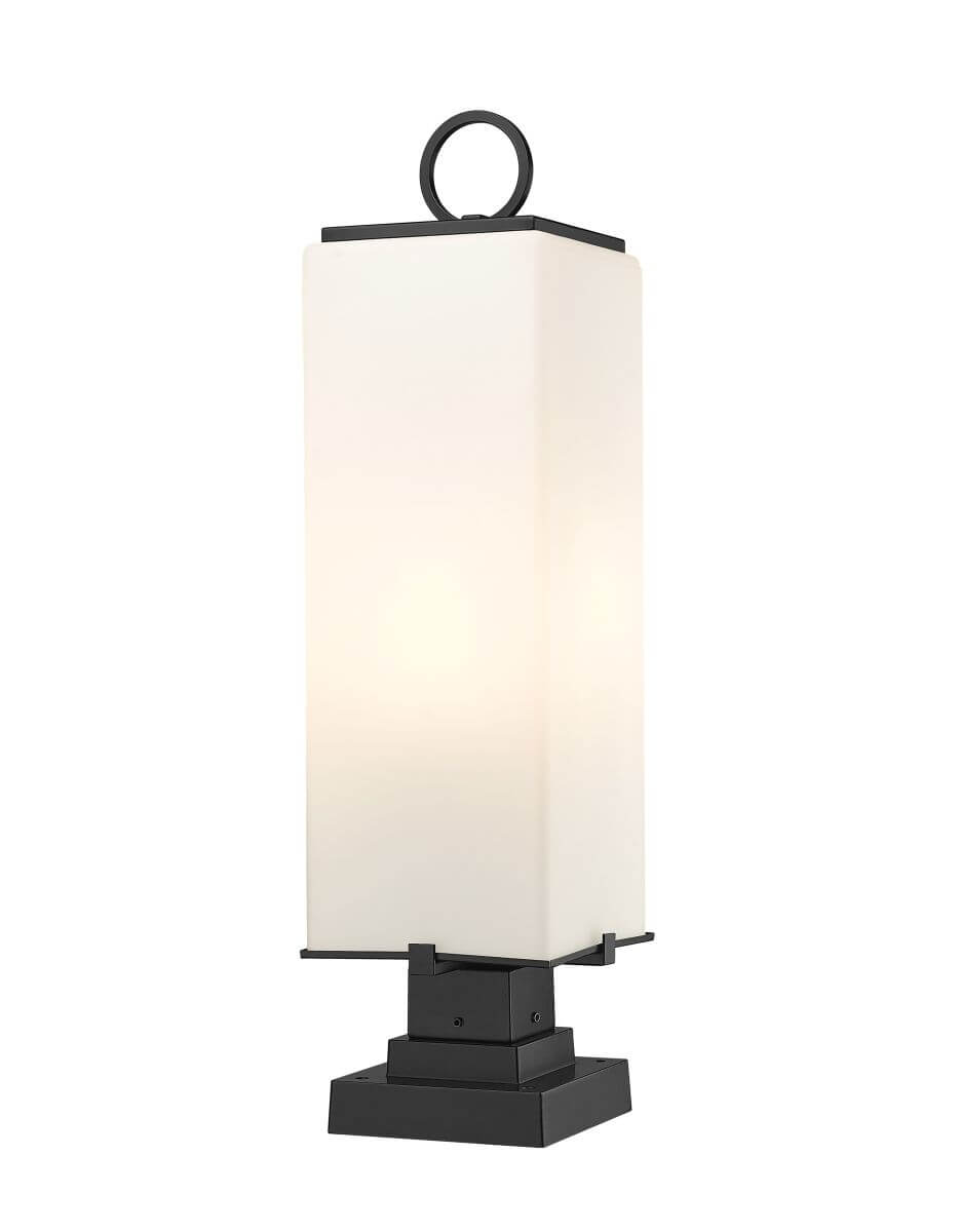 Z-Lite Lighting 593PHBS-SQPM-BK Sana 3 Light 28 inch Tall Outdoor Pier Mount in Black with White Opal Glass