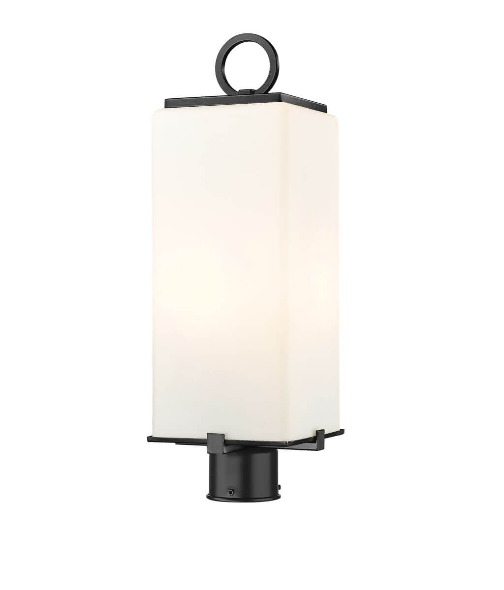 Z-Lite Lighting Sana 2 Light 20 Inch Tall Outdoor Post Mount in Black with White Opal Glass 593PHMR-BK