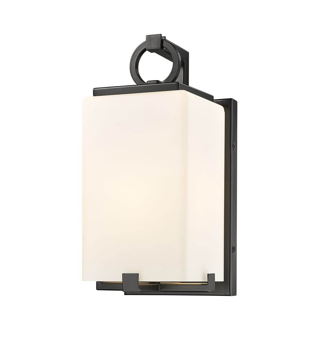 Z-Lite Lighting 593S-BK Sana 1 Light 13 Inch Tall Outdoor Wall Light in Black with White Opal Glass