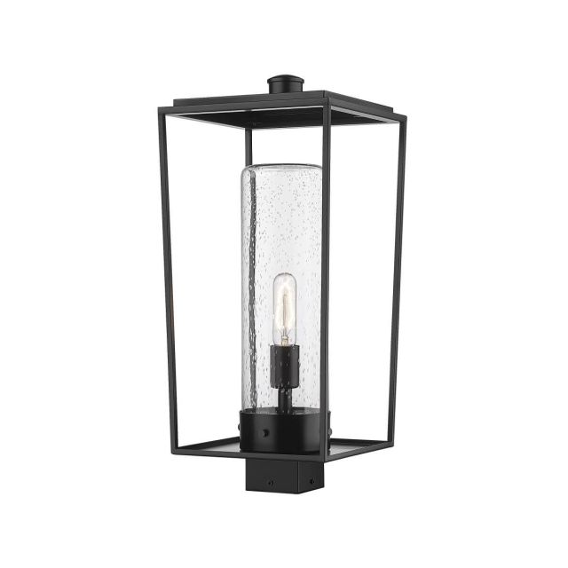 Z-Lite Lighting Sheridan 1 Light 22 Inch Tall Outdoor Post Mount in Black with Seedy Glass 594PHBS-BK