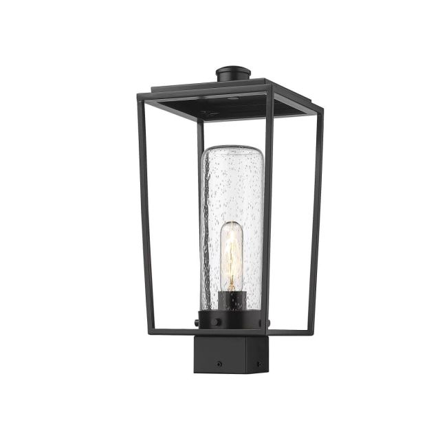 Z-Lite Lighting Sheridan 1 Light 17 Inch Tall Outdoor Post Mount in Black with Seedy Glass 594PHMS-BK