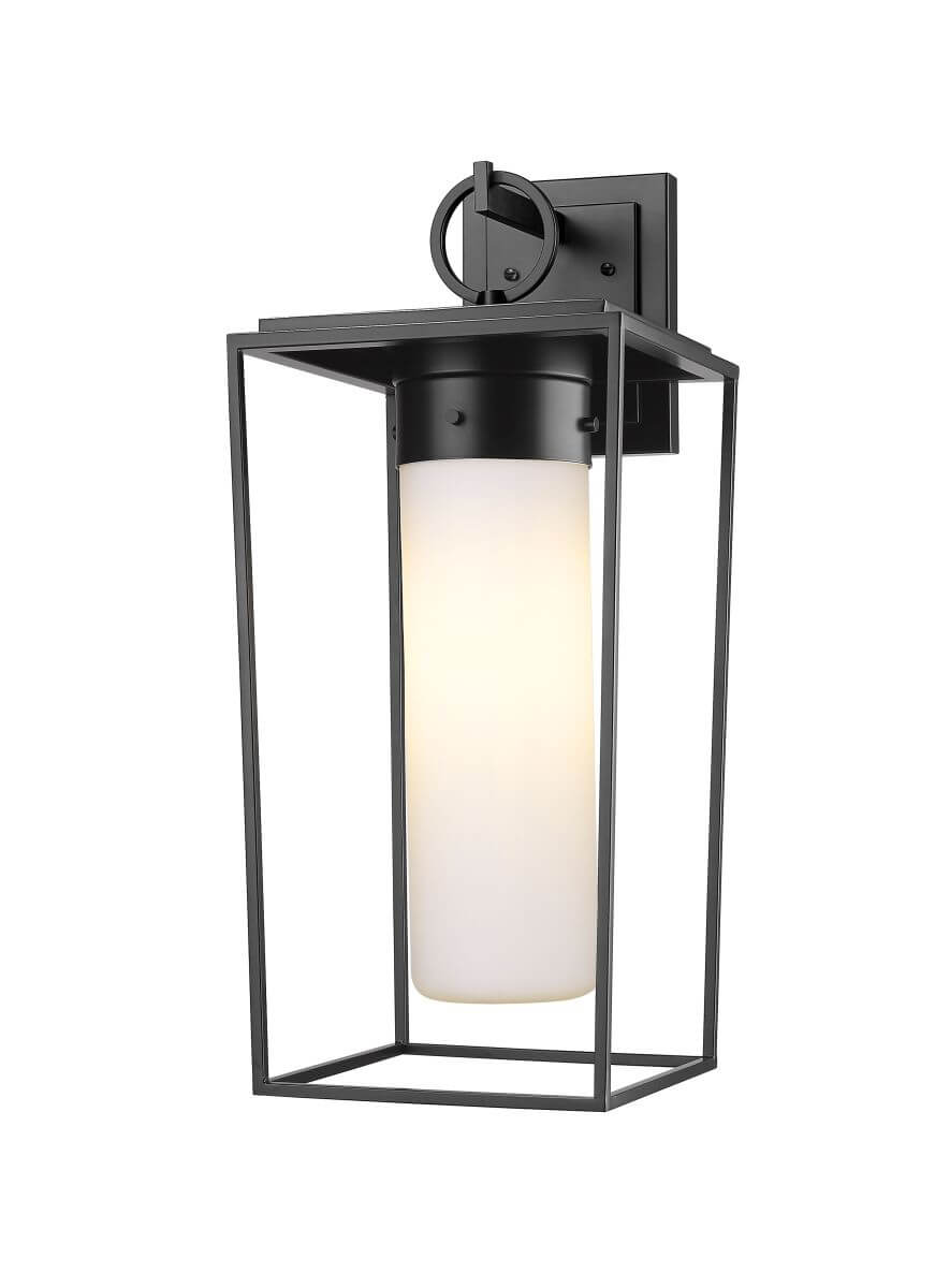 Z-Lite Lighting Sheridan 1 Light 24 Inch Tall Outdoor Wall Light in Black with White Opal Glass 595B-BK