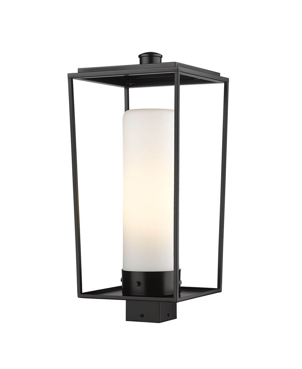 Z-Lite Lighting Sheridan 1 Light 22 Inch Tall Outdoor Post Mount in Black with White Opal Glass 595PHBS-BK