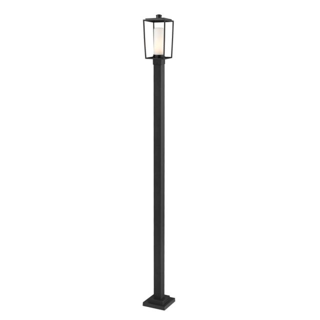 Z-Lite Lighting Sheridan 1 Light 111 Inch Tall Outdoor Post Mount in Black with White Opal Glass 595PHMS-536P-BK