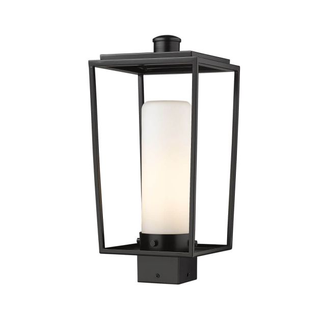 Z-Lite Lighting Sheridan 1 Light 17 Inch Tall Outdoor Post Mount in Black with White Opal Glass 595PHMS-BK