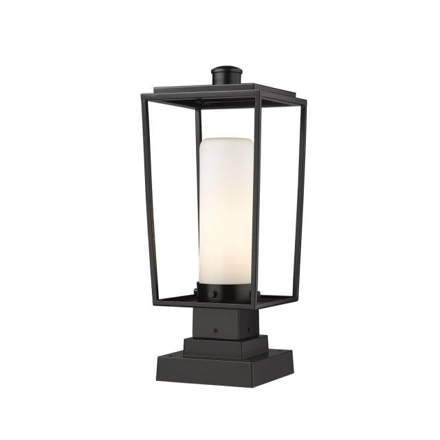 Z-Lite Lighting Sheridan 1 Light 20 inch Tall Outdoor Pier Mount in Black with White Opal Glass 595PHMS-SQPM-BK