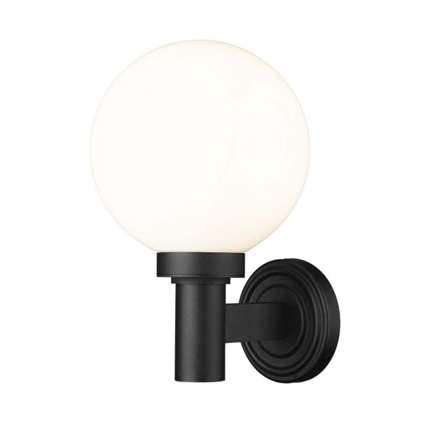 Z-Lite Lighting Laurent 1 Light 13 inch Tall Outdoor Wall Light in Black with Opal Glass 597M-BK