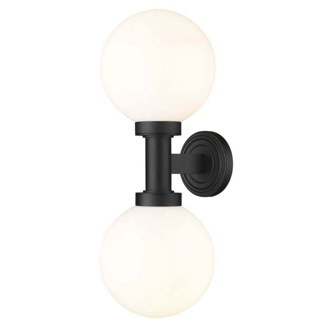 Z-Lite Lighting Laurent 2 Light 21 inch Tall Outdoor Wall Light in Black with Opal Glass 597M2-BK