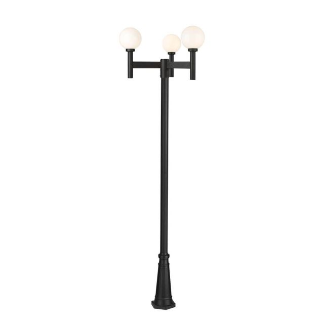 Z-Lite Lighting Laurent 3 Light 112 inch Tall Outdoor Post Mount Light in Black with Opal Glass 597MP3-519P-BK