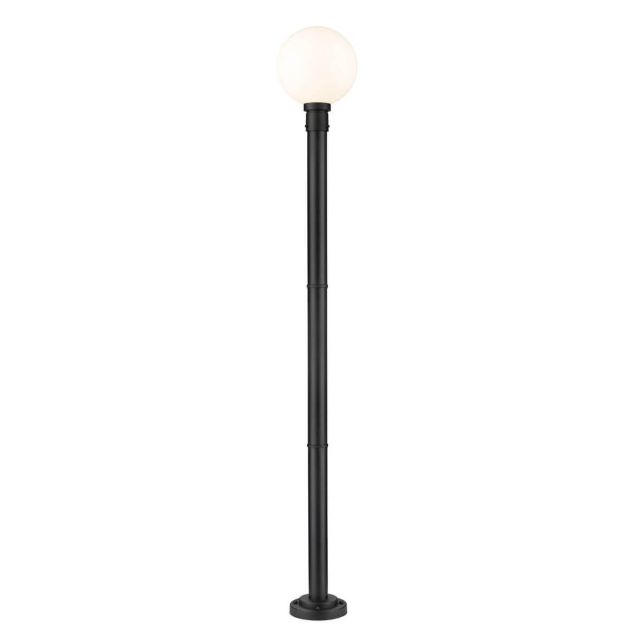 Z-Lite Lighting Laurent 1 Light 90 inch Tall Outdoor Post Mount Light in Black with Opal Glass 597PHB-567P-BK