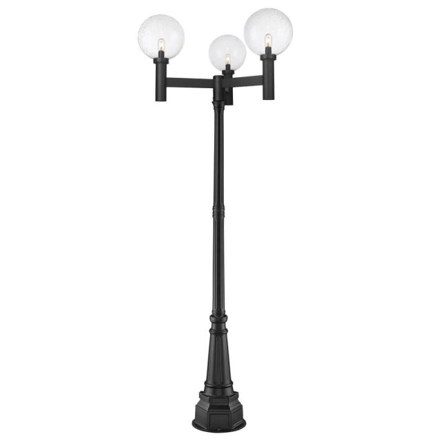 Z-Lite Lighting Laurent 3 Light 108 inch Tall Outdoor Post Mount Light in Black with Clear Seedy Glass 599BP3-564P-BK