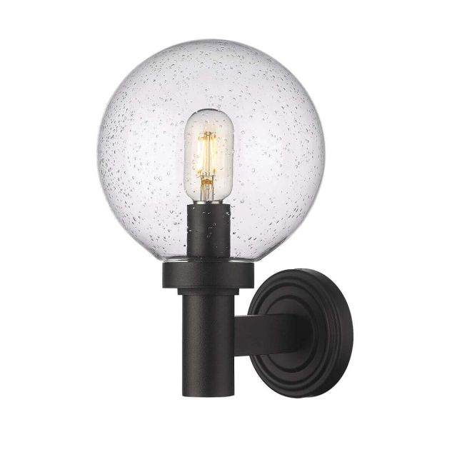 Z-Lite Lighting Laurent 1 Light 13 inch Tall Outdoor Wall Light in Black with Clear Seedy Glass 599M-BK