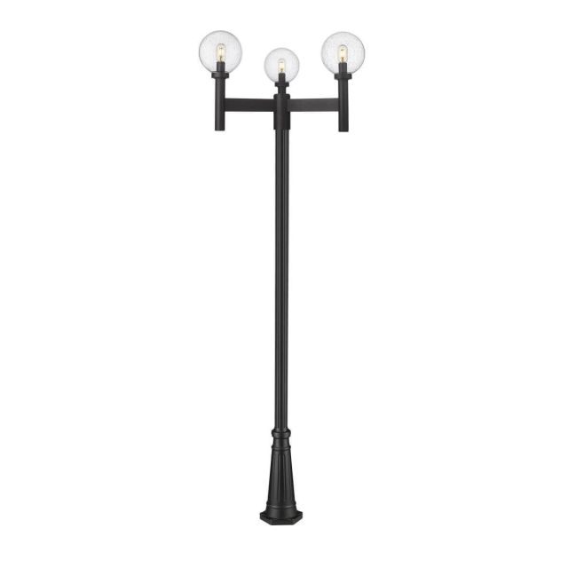 Z-Lite Lighting Laurent 3 Light 112 inch Tall Outdoor Post Mount Light in Black with Clear Seedy Glass 599MP3-519P-BK